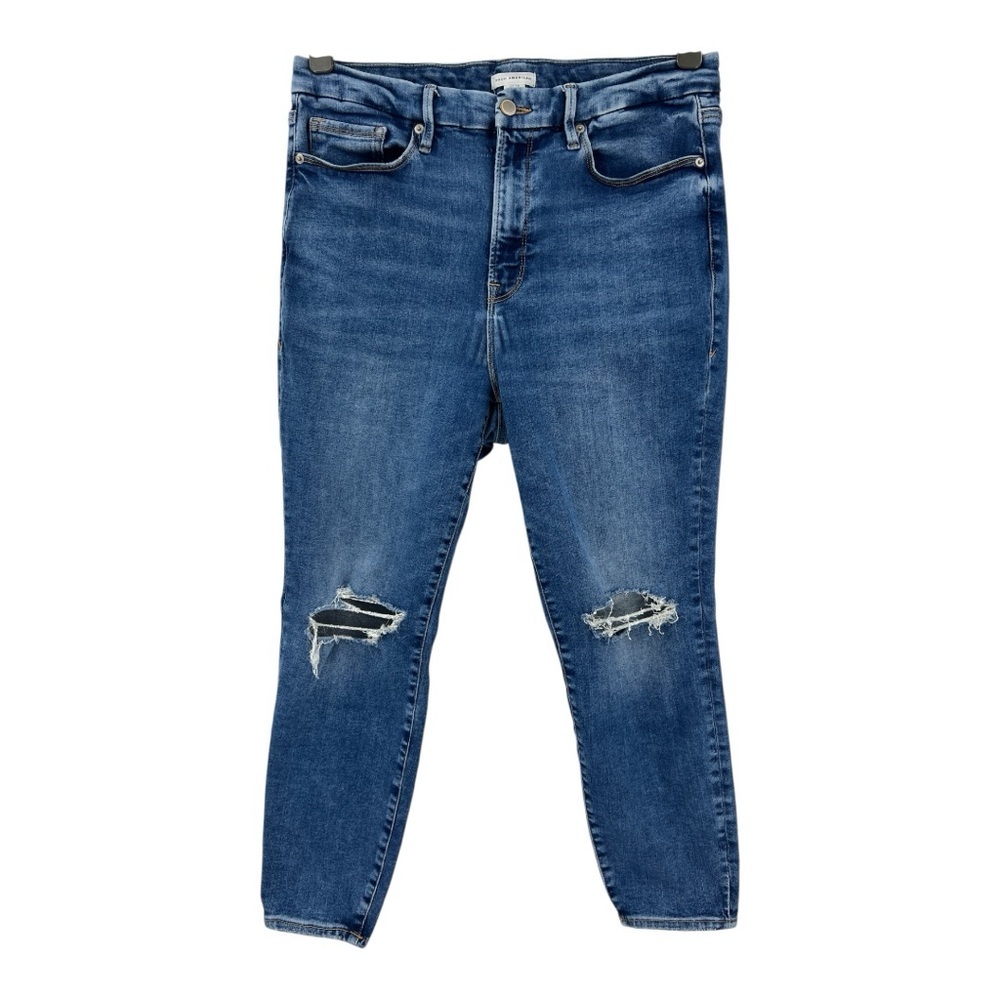 Good American Women’s Distressed Skinny Jeans Medium Wash Size 14-18
